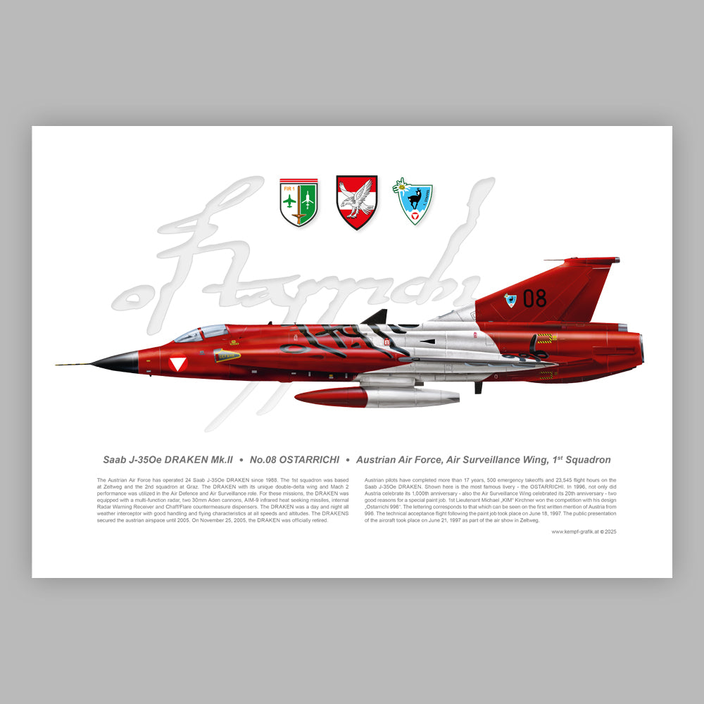 Saab J-35Oe DRAKEN "OSTARRICHI" Print